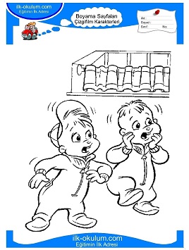 Çocuklar İçin Alvin ve Sincaplar Boyama Sayfaları 